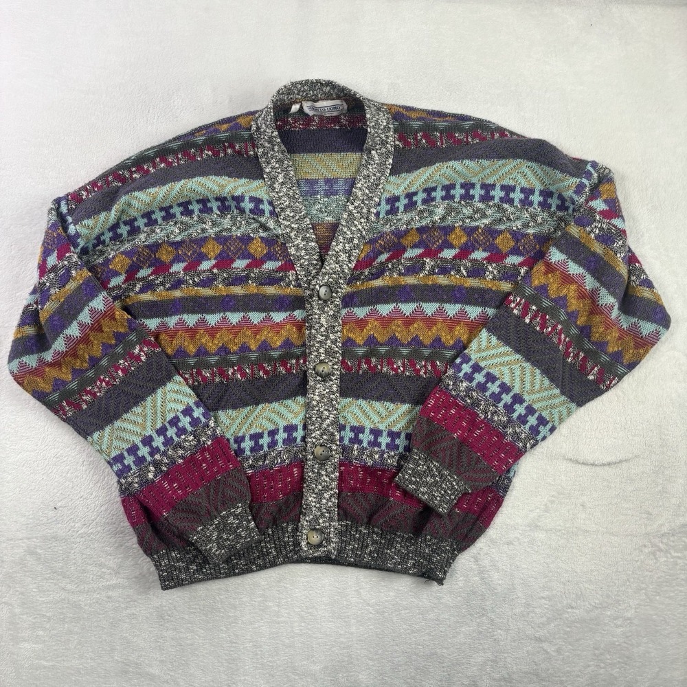 VTG Pronto Uomo Button Up Cardigan Sweater Long Sleeve Knit Women's XL